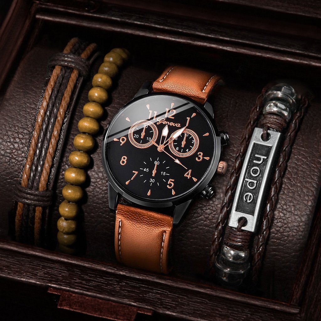 Đồng Hồ Quartz Geneva Với Dây Đeo Da