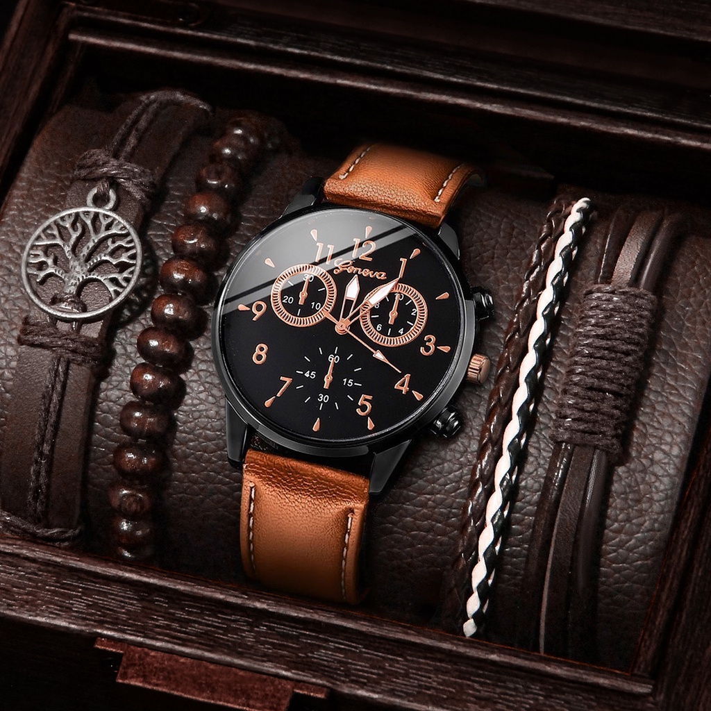 Đồng Hồ Quartz Geneva Với Dây Đeo Da