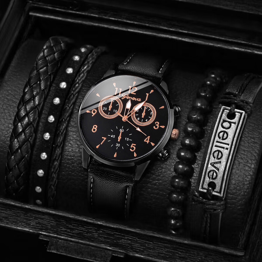 Đồng Hồ Quartz Geneva Với Dây Đeo Da