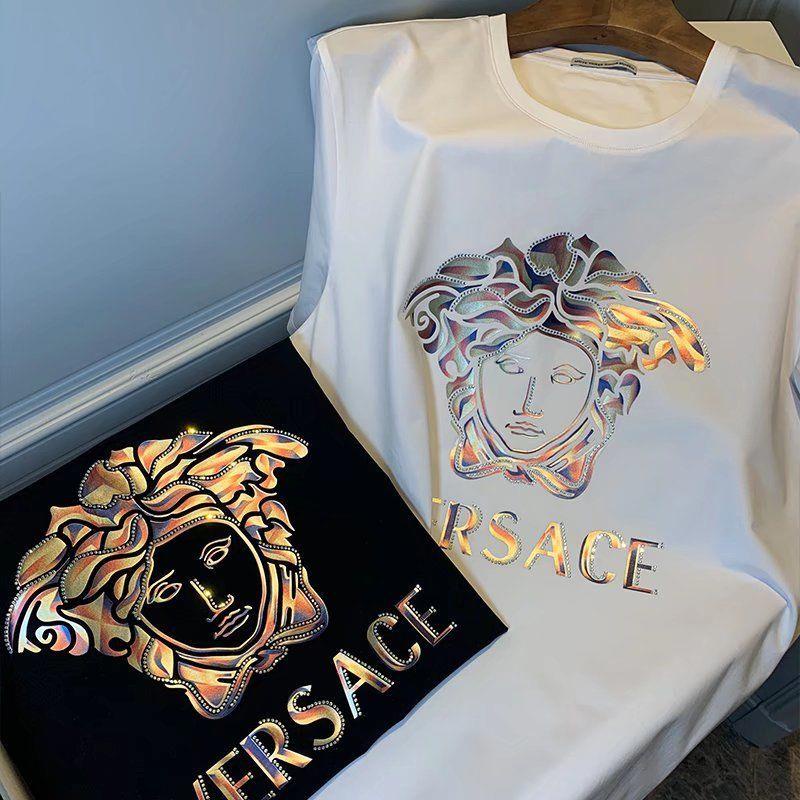 Áo Thun Tay Ngắn Chất Liệu 100% cotton In Hoạ Tiết Versace Thời Trang Mùa Hè 2022 Cho Nam Giới