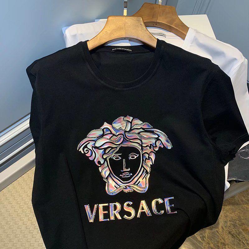Áo Thun Tay Ngắn Chất Liệu 100% cotton In Hoạ Tiết Versace Thời Trang Mùa Hè 2022 Cho Nam Giới