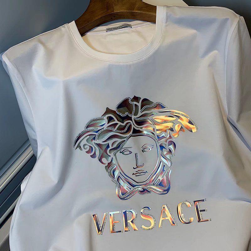 Áo Thun Tay Ngắn Chất Liệu 100% cotton In Hoạ Tiết Versace Thời Trang Mùa Hè 2022 Cho Nam Giới