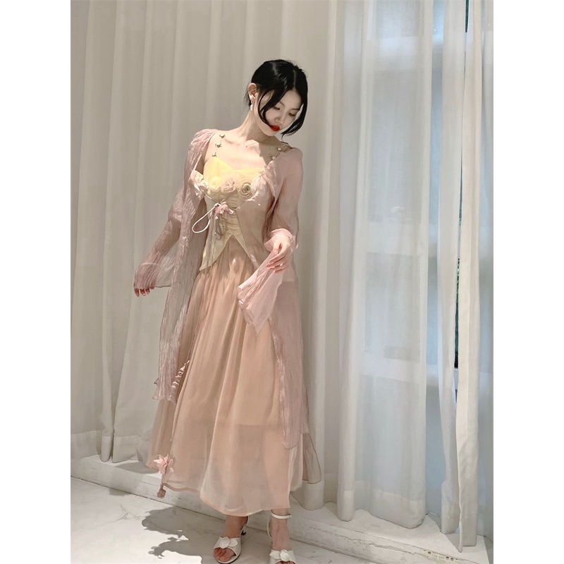 Đầm Hai Dây Dáng Dài Phong Cách Pháp Thời Trang Mùa Xuân Xinh Xắn Cho Nữ 4.10