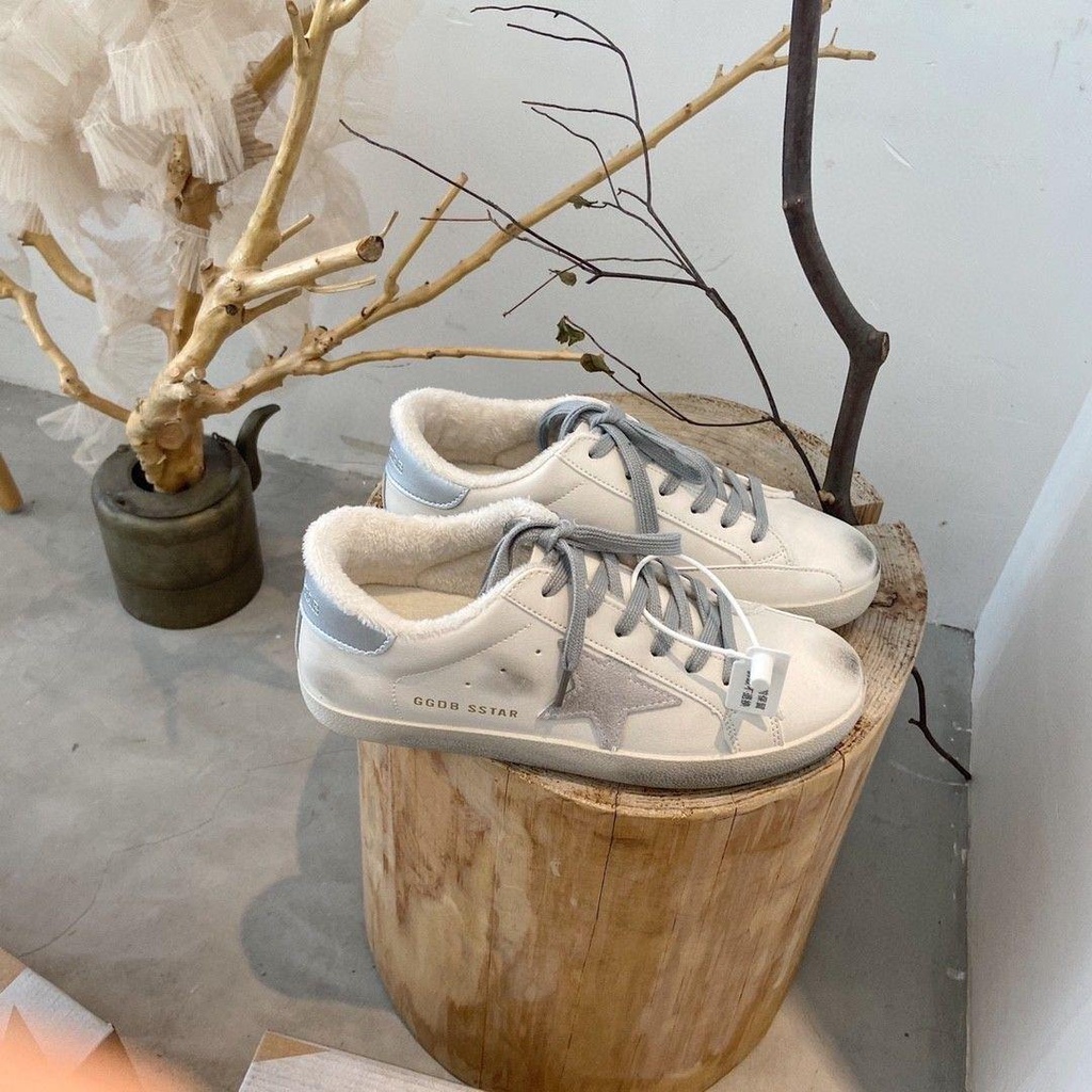 Ggdb Influencer Giày Da Thật Đế Phẳng Họa Tiết Ngôi Sao Bẩn Tăng Chiều Cao Phong Cách Retro Cho Nữ