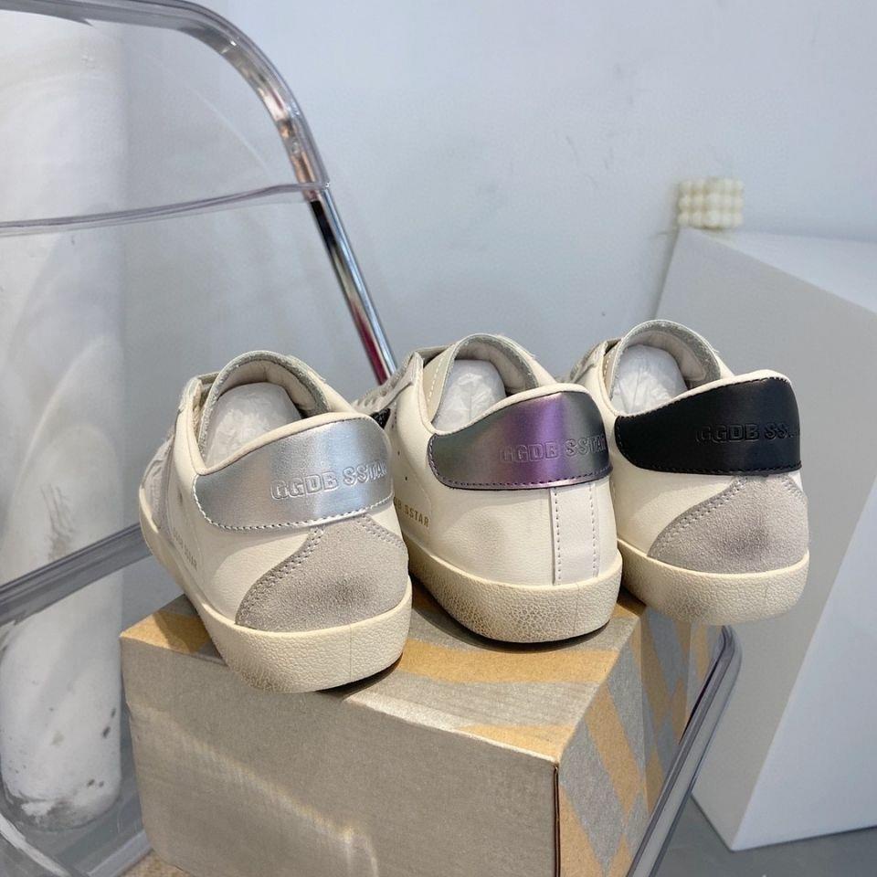 Ggdb Influencer Giày Da Thật Đế Phẳng Họa Tiết Ngôi Sao Bẩn Tăng Chiều Cao Phong Cách Retro Cho Nữ