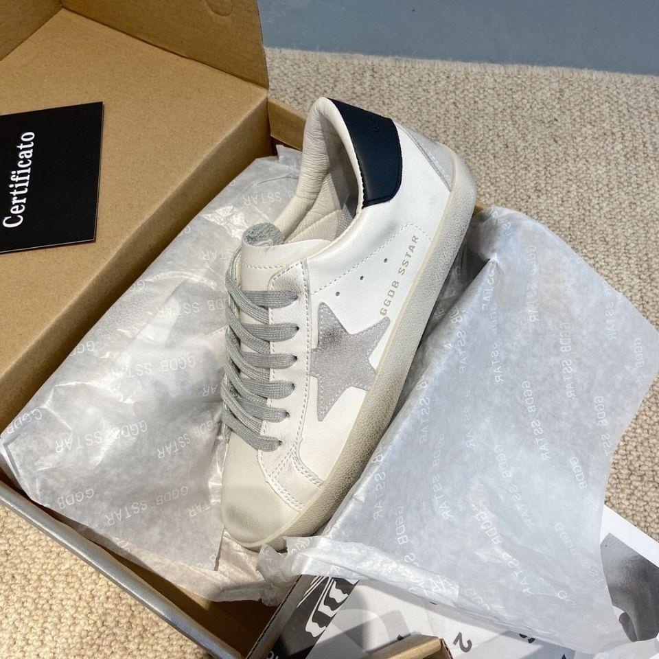 Ggdb Influencer Giày Da Thật Đế Phẳng Họa Tiết Ngôi Sao Bẩn Tăng Chiều Cao Phong Cách Retro Cho Nữ