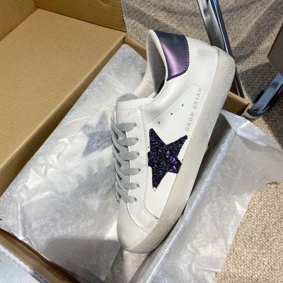 Ggdb Influencer Giày Da Thật Đế Phẳng Họa Tiết Ngôi Sao Bẩn Tăng Chiều Cao Phong Cách Retro Cho Nữ