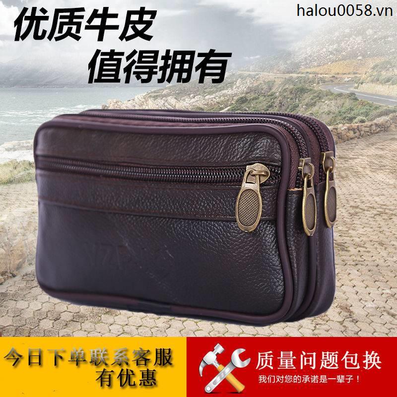 Túi Da Đựng Điện Thoại Đeo Hông Chống Thấm Nước Đa Năng Dành Cho Nam Giới Độ Tuổi Trung Niên