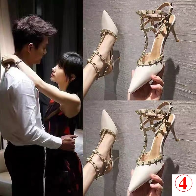 Giày Cao Gót Sandal Quai Chữ T Thời Trang Mùa Hè 2023 Phong Cách Mới