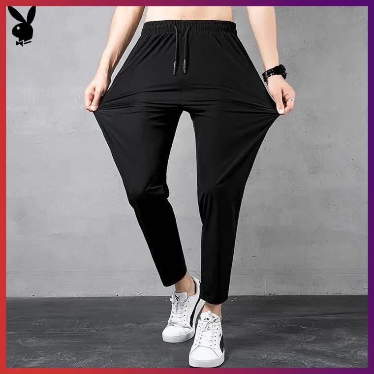 Quần Thể Thao Playboy Dài Dáng Rộng Chất Liệu Lụa Mỏng Nhanh Khô Thời Trang Mùa Hè Cho Nam Giới