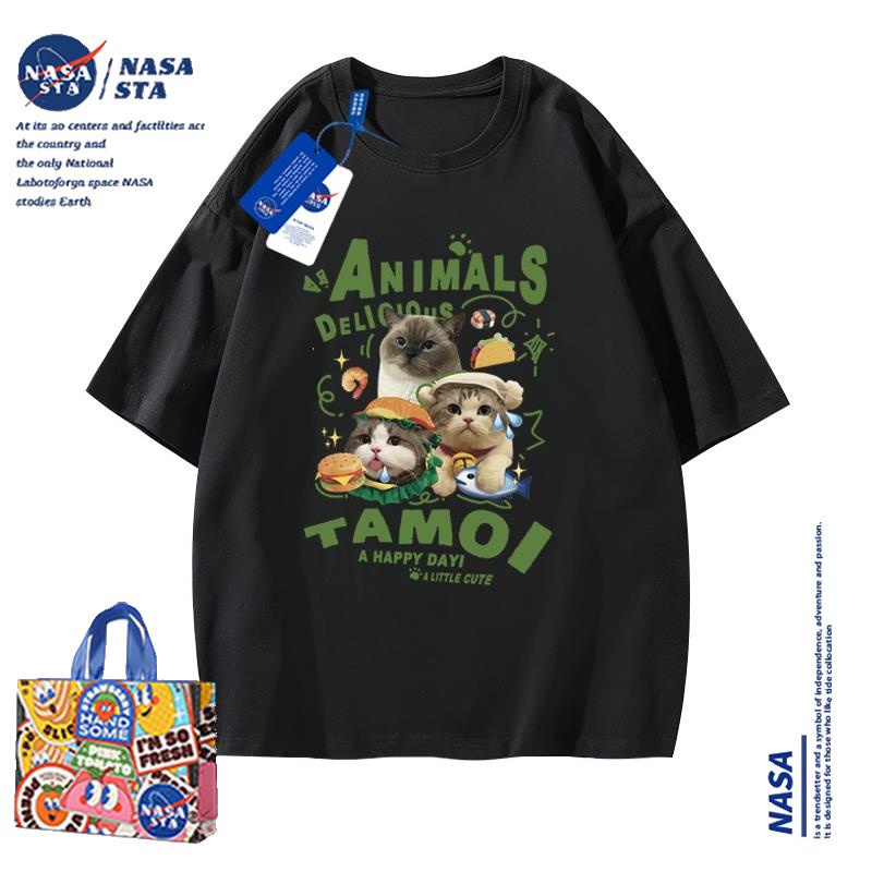 Áo Thun Nữ Ngắn Tay In Hình Mèo Nasa Thời Trang