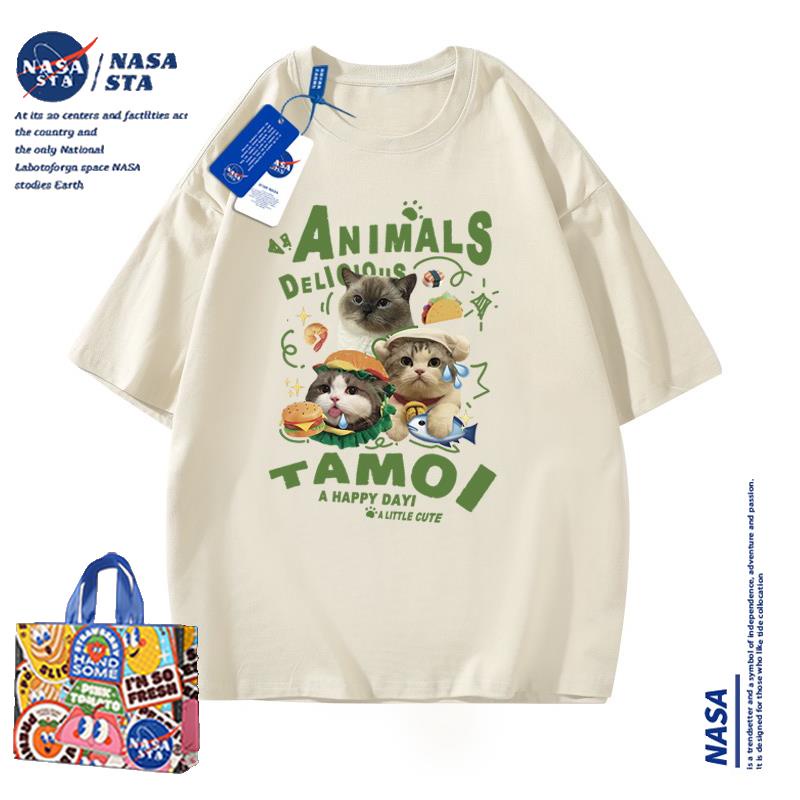 Áo Thun Nữ Ngắn Tay In Hình Mèo Nasa Thời Trang