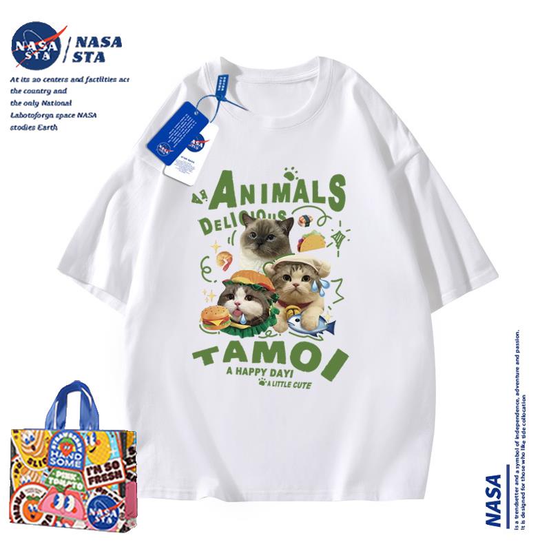 Áo Thun Nữ Ngắn Tay In Hình Mèo Nasa Thời Trang