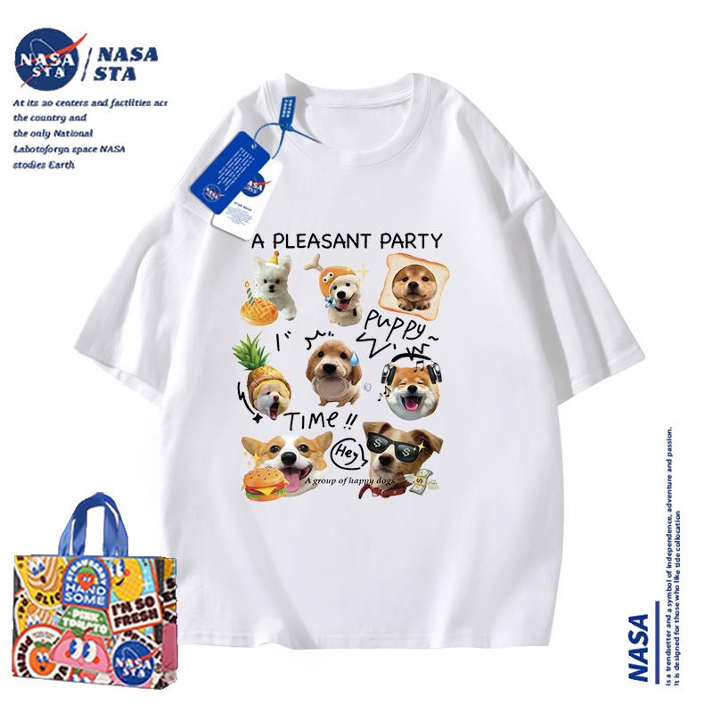 Áo Thun Nữ Ngắn Tay In Hình Mèo Nasa Thời Trang