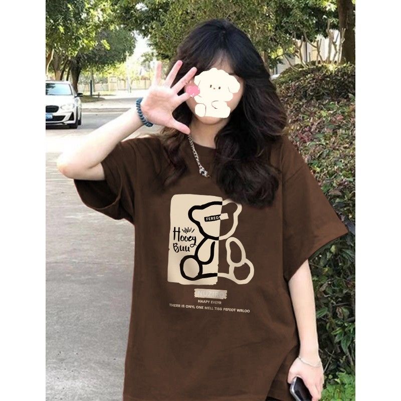 Áo Thun Ngắn Tay Dáng Rộng Phong Cách Retro Đường Phố Mỹ