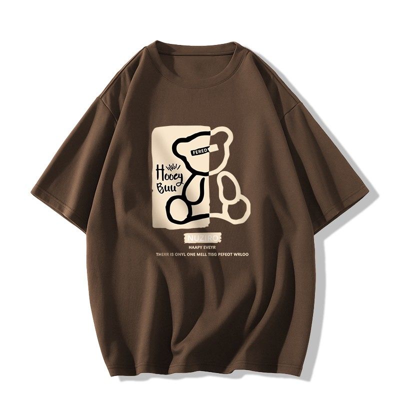 Áo Thun Ngắn Tay Dáng Rộng Phong Cách Retro Đường Phố Mỹ