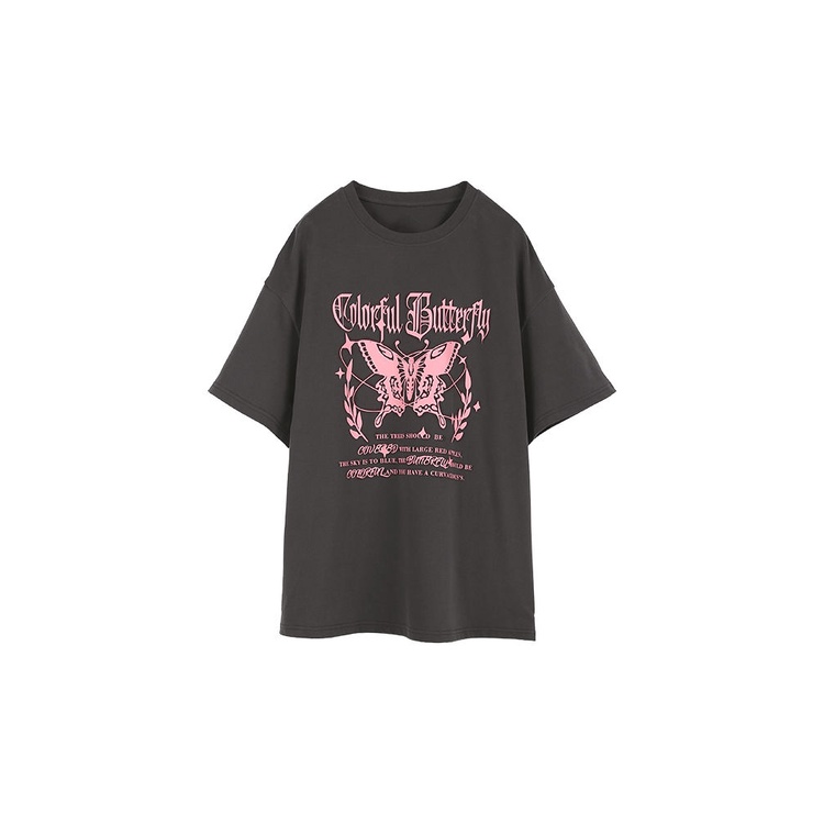 Áo Thun Ngắn Tay Dáng Rộng In Hình Bướm Phong Cách Retro Đường Phố Mỹ Thời Trang Mùa Hè 260g Dành Cho Nữ