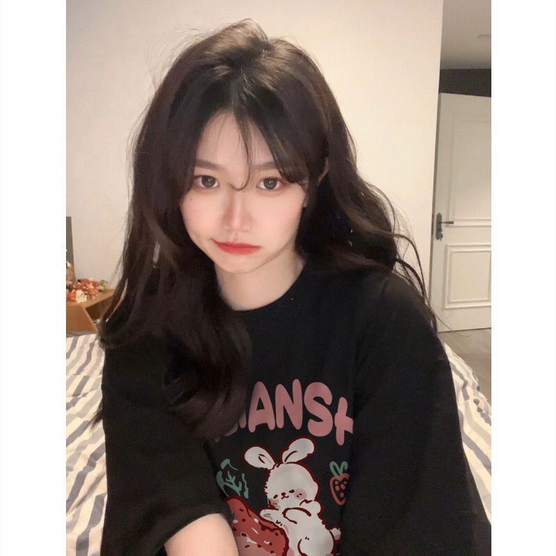 Áo Thun 100% Cotton Tay Ngắn Dáng Rộng In Hình Thỏ Phong Cách Hàn Quốc Thời Trang Cho Nữ