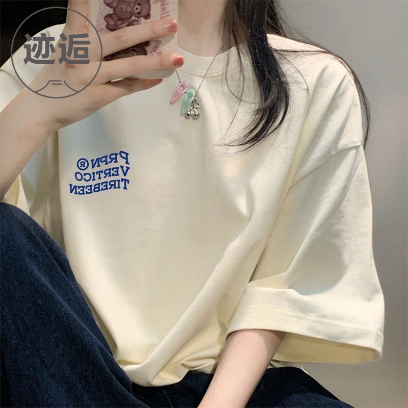 Áo Thun 100 Cotton Tay Ngắn Dáng Rộng In Chữ Phong Cách Retro Mỹ Thời Trang Mùa Hè Cho Cặp Đôi