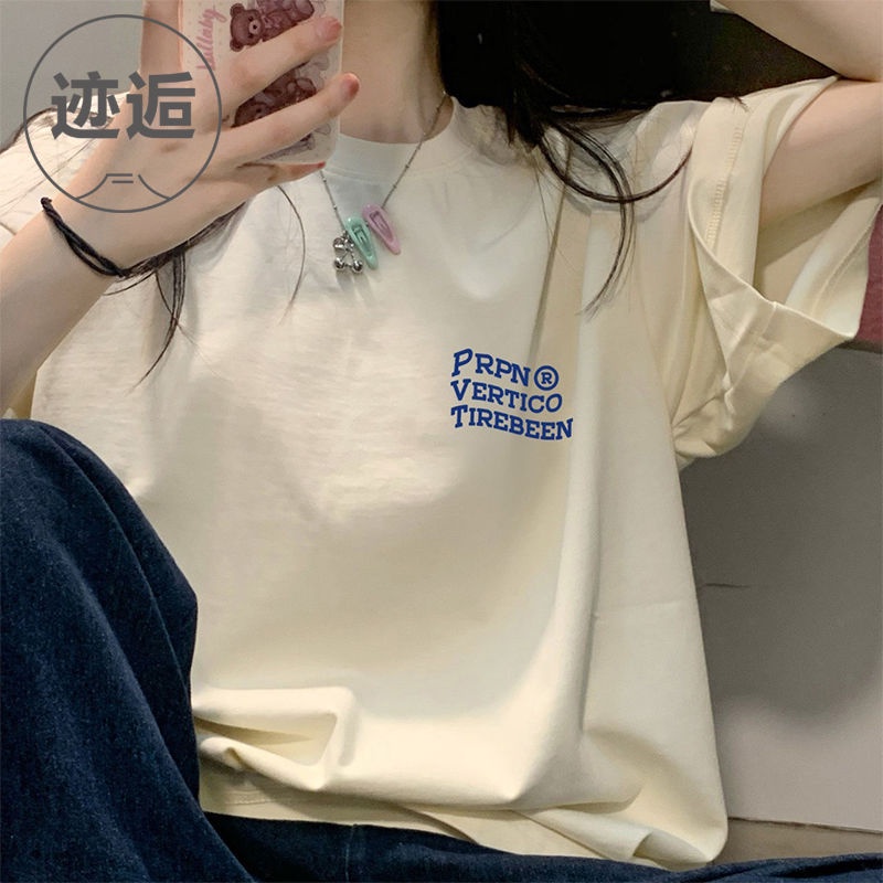 Áo Thun 100 Cotton Tay Ngắn Dáng Rộng In Chữ Phong Cách Retro Mỹ Thời Trang Mùa Hè Cho Cặp Đôi