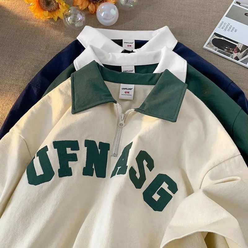 Áo Thun Polo Tay Ngắn Có Khóa Kéo Phong Cách Hong Kong Thời Trang Cho Nam Và Nữ