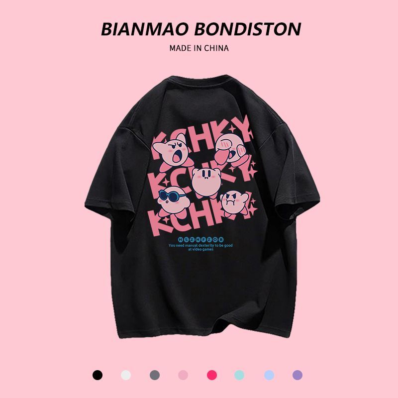 Áo Thun 100% Cotton Tay Ngắn Màu Đen Dáng Rộng Phong Cách Nhật Bản Dành Cho Cặp Đôi