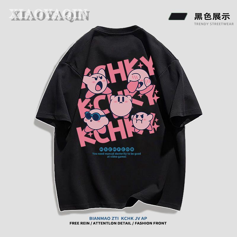 Áo Thun 100% Cotton Tay Ngắn Màu Đen Dáng Rộng Phong Cách Nhật Bản Dành Cho Cặp Đôi