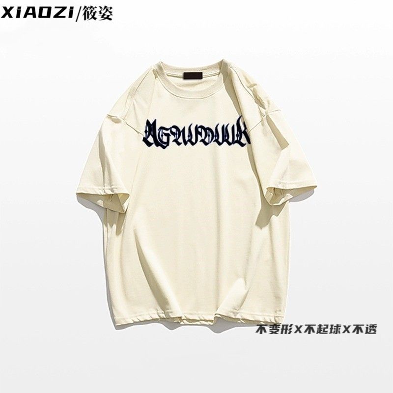 Xiaozi Heavy Áo Thun Tay Lỡ In Chữ Phong Cách Retro Mỹ 280g Dành Cho Nữ