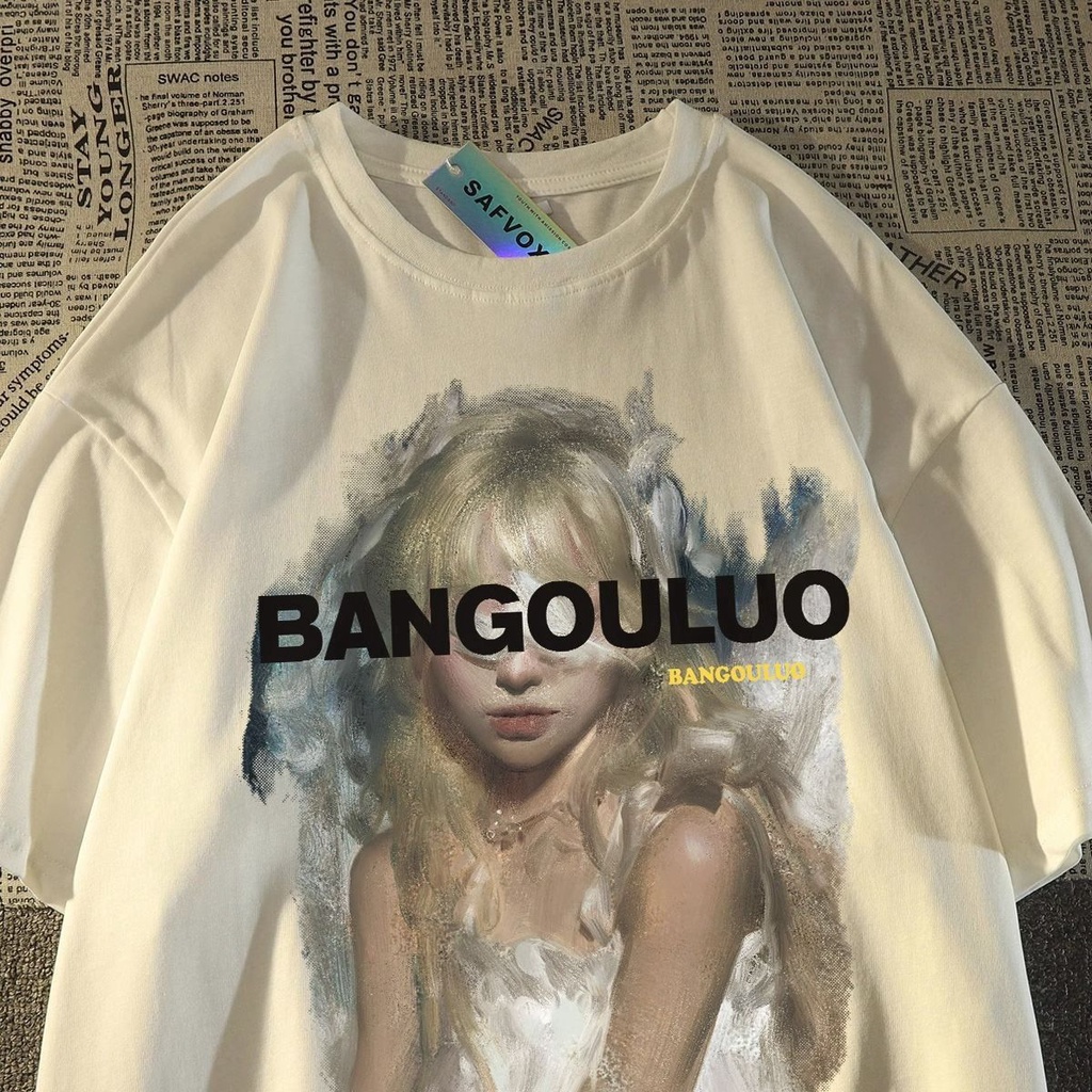 Áo Thun Tay Ngắn Dáng Rộng In Hình Chân Dung Phong Cách Âu Mỹ Thời Trang Mùa Hè Cho Nam Và Nữ