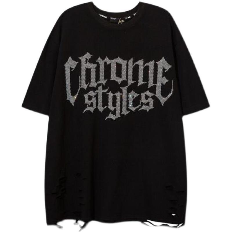 Vanvism Áo Thun In Chữ Phối Rách Kiểu Đường Phố Cá Tính Cho Nam Và Nữ