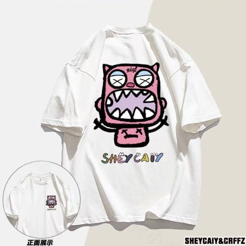 Áo Thun 100% Cotton Tay Ngắn Dáng Rộng In Họa Tiết Phong Cách Hàn Quốc Thời Trang Mùa Hè Cho Nữ