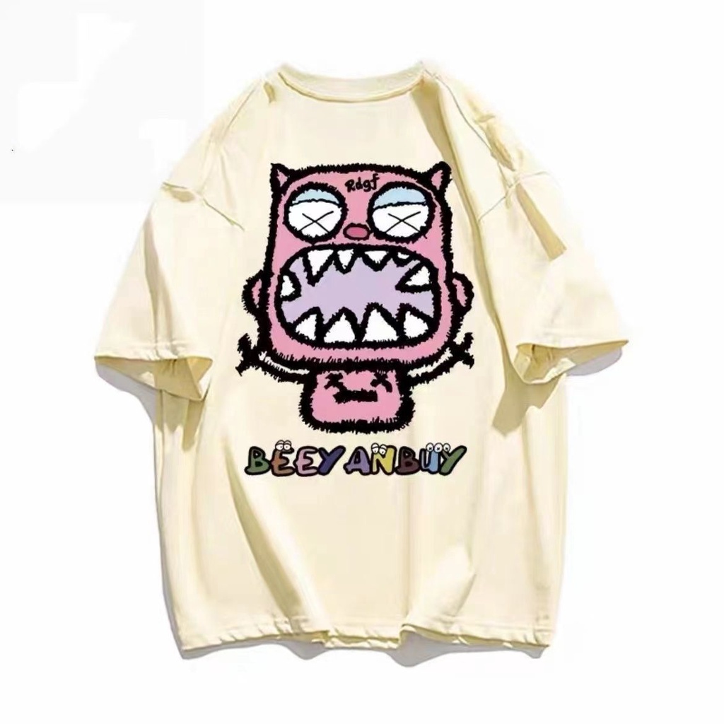 Áo Thun 100% Cotton Tay Ngắn Dáng Rộng In Họa Tiết Phong Cách Hàn Quốc Thời Trang Mùa Hè Cho Nữ