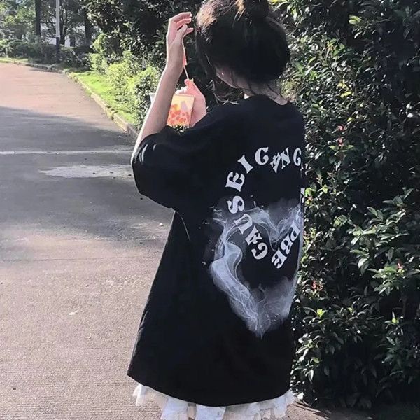 Áo Thun Tay Ngắn Dáng Rộng In Họa Tiết Trái Tim Phong Cách Retro Mỹ Thời Trang Xuân Hè Cho Nữ