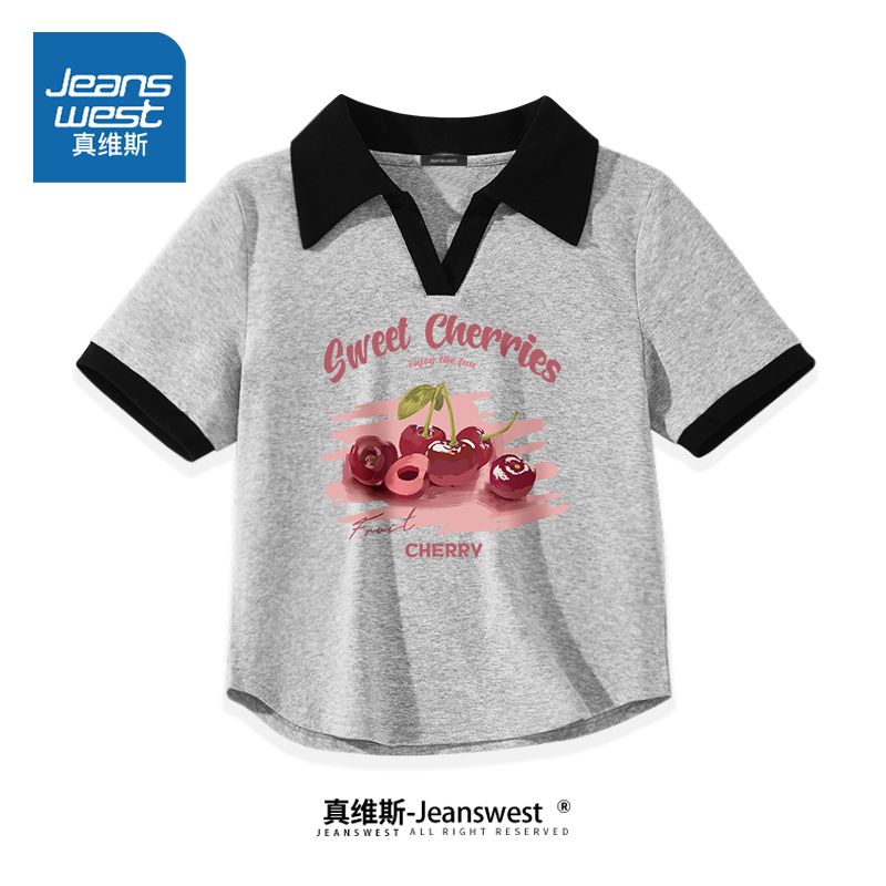 Áo Thun polo Ngắn Tay Màu Tương Phản Phong Cách Retro Thời Trang Mùa Hè Hàng Mới Dành Cho Bạn Nữ