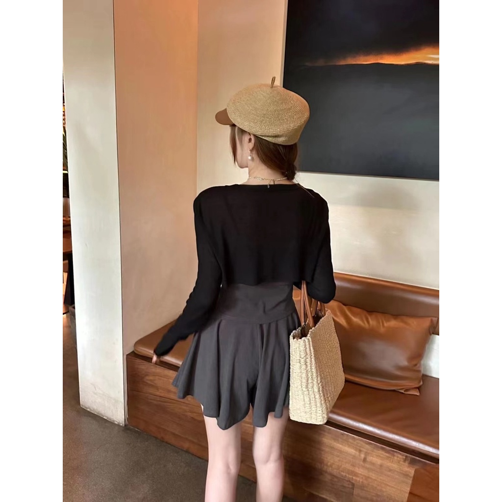 Set Áo Ống Tay Dài Và Áo Khoác Ngoài Phong Cách Hàn Quốc Thiết Kế Không Đồng Đều Thời Trang Mùa Hè Mới