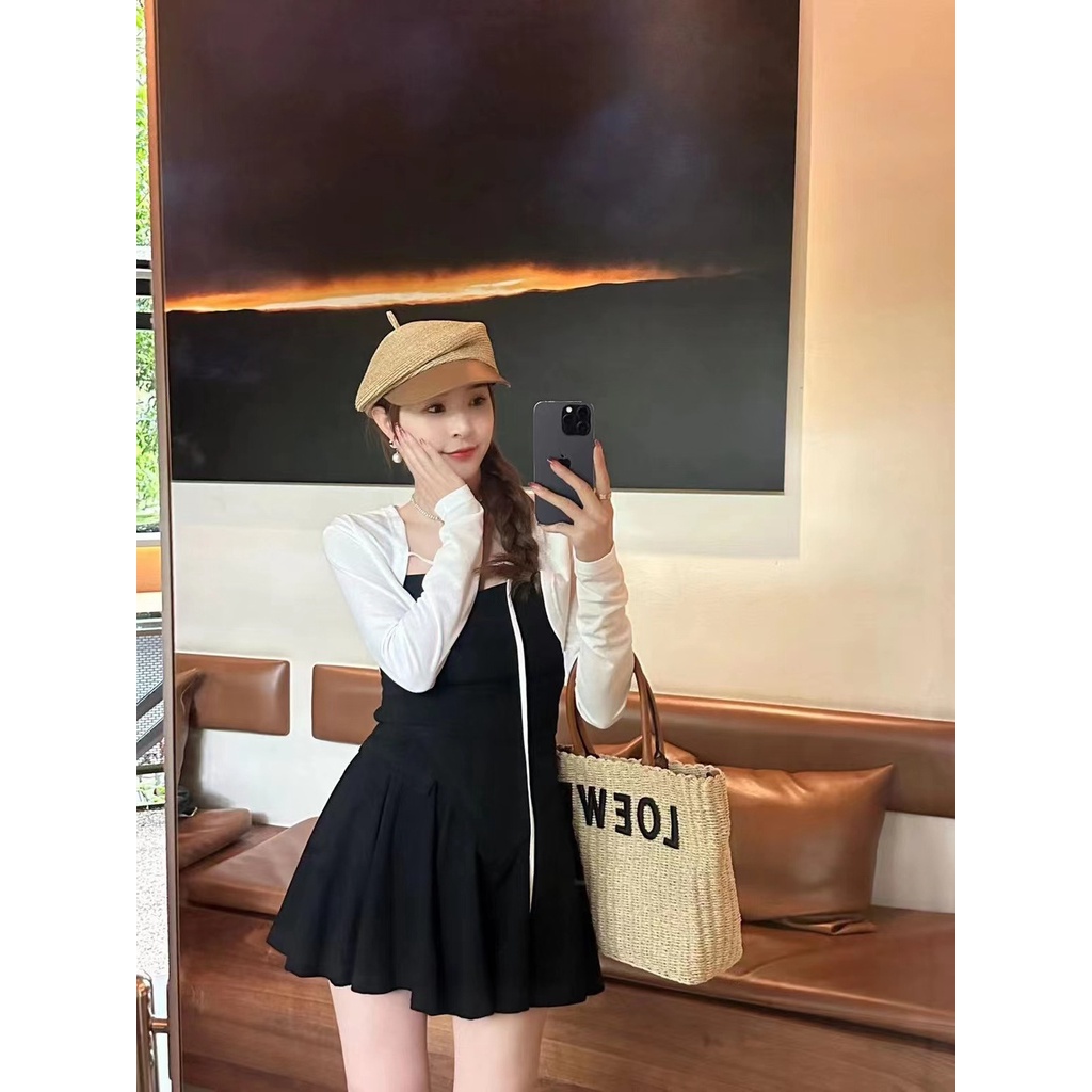 Set Áo Ống Tay Dài Và Áo Khoác Ngoài Phong Cách Hàn Quốc Thiết Kế Không Đồng Đều Thời Trang Mùa Hè Mới