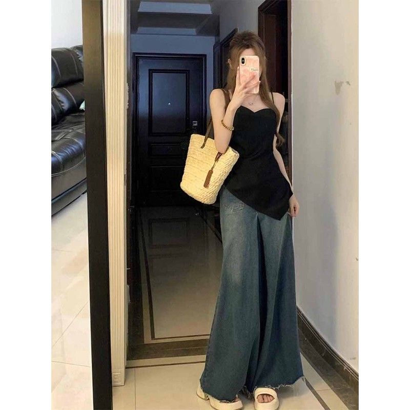 Áo Hai Dây Màu Đen Kiểu Pháp Thời Trang Mùa Hè Cho Bạn Gái