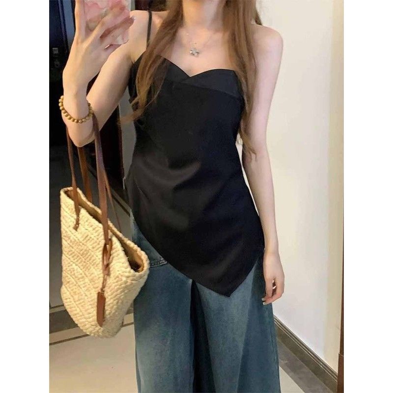 Áo Hai Dây Màu Đen Kiểu Pháp Thời Trang Mùa Hè Cho Bạn Gái