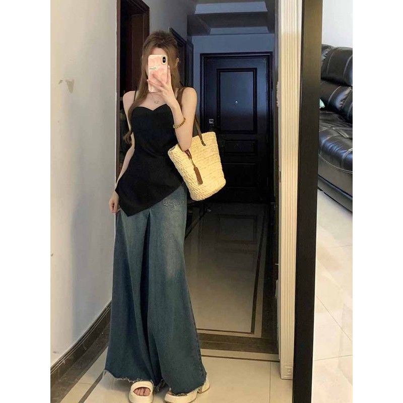 Áo Hai Dây Màu Đen Kiểu Pháp Thời Trang Mùa Hè Cho Bạn Gái