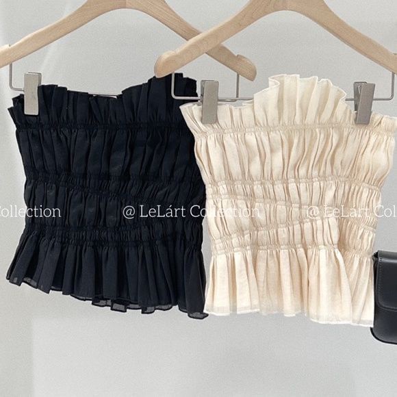 Lelart Áo Ống Xếp Ly Ôm Dáng Vừa Vặn Kiểu Pháp Mùa Hè Thuần Khiết Phong Cách Mới Dễ Phối Đồ