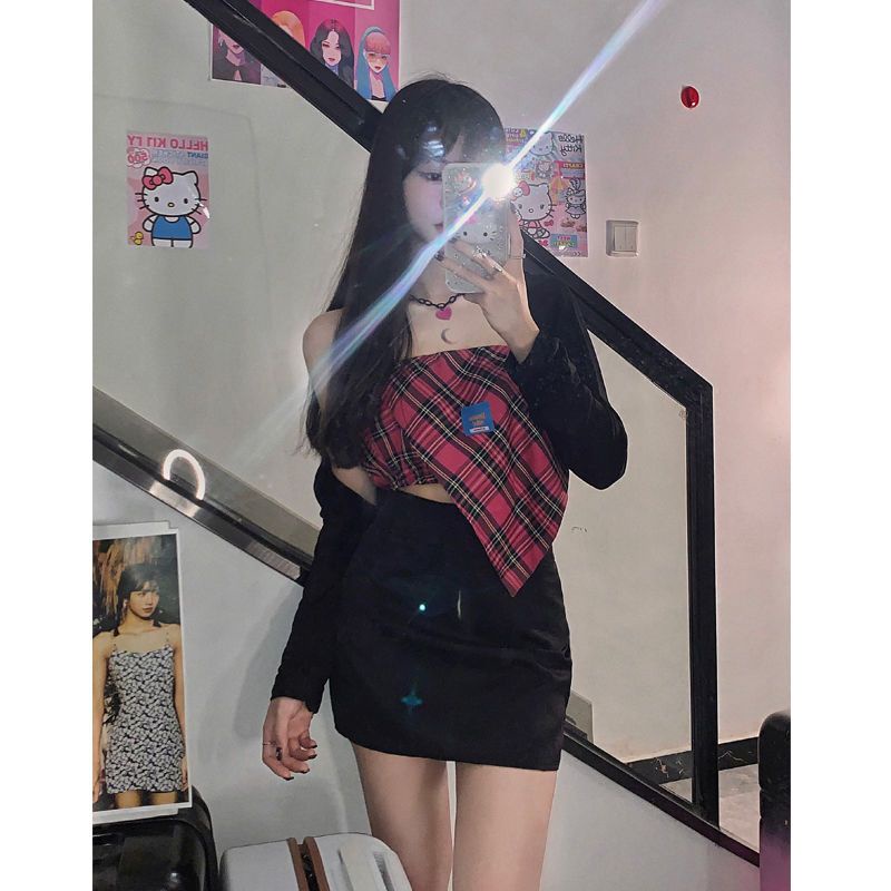 Áo Lửng Hai Dây Họa Tiết Ca Rô Quyến Rũ Dành Cho Nữ