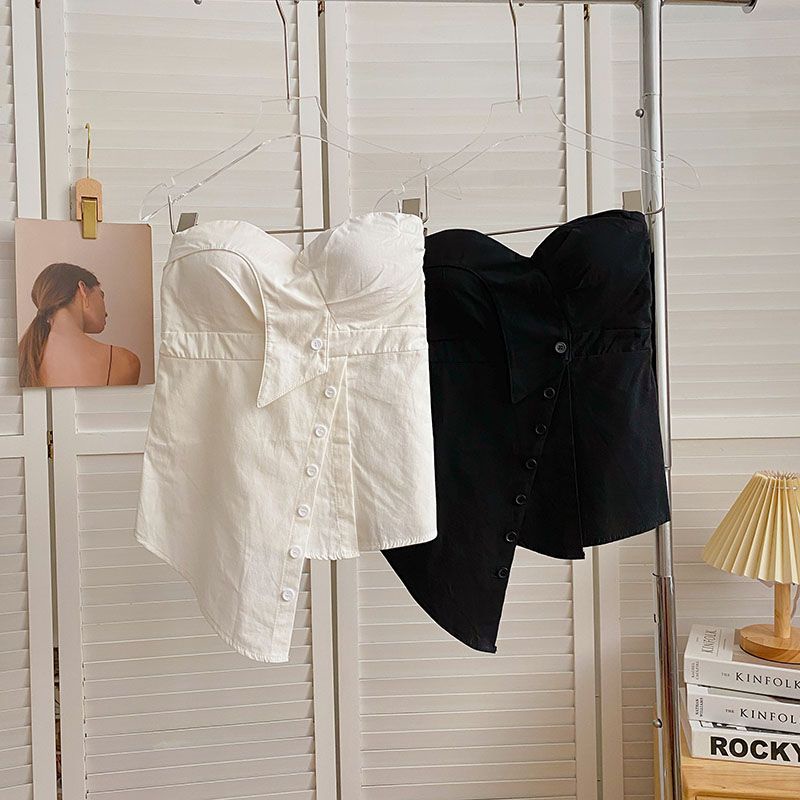 Áo Ống Màu Trắng Thiết Kế Không Đồng Đều Có Đệm Ngực Phong Cách Hàn Quốc Thời Trang Mùa Hè Hàng Mới Dành Cho Bạn Nữ