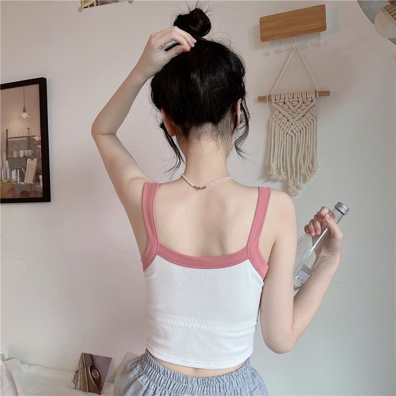 Áo Hai Dây Dáng Ngắn Có Đệm Ngực Thiết Kế Độc Đáo Thời Trang Cho Bạn Gái