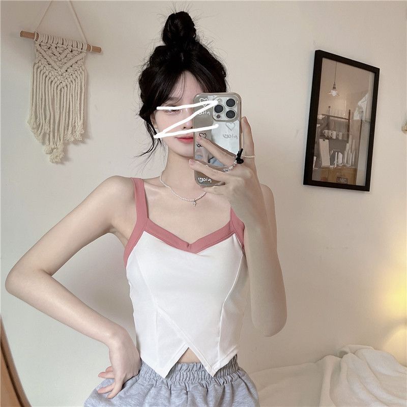 Áo Hai Dây Dáng Ngắn Có Đệm Ngực Thiết Kế Độc Đáo Thời Trang Cho Bạn Gái