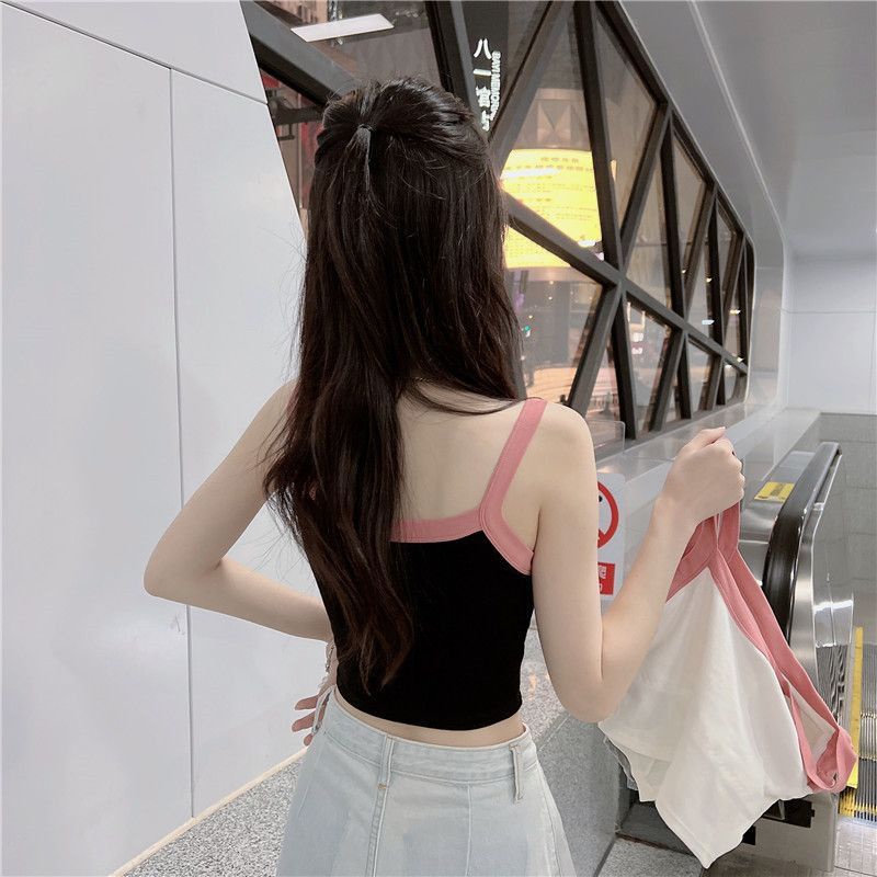 Áo Hai Dây Dáng Ngắn Có Đệm Ngực Thiết Kế Độc Đáo Thời Trang Cho Bạn Gái