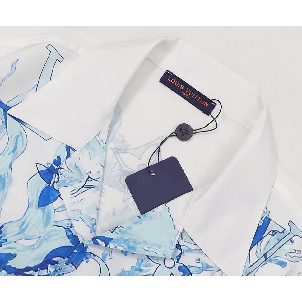 Áo Sơ Mi Ngắn Tay Nhuộm Màu Xanh Dương Cổ Chữ V Phong Cách Mới Cho Nam Và Nữ