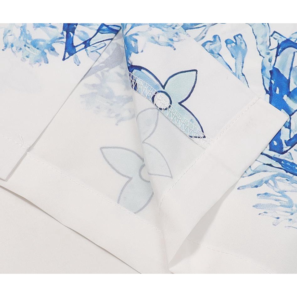 Áo Sơ Mi Ngắn Tay Nhuộm Màu Xanh Dương Cổ Chữ V Phong Cách Mới Cho Nam Và Nữ