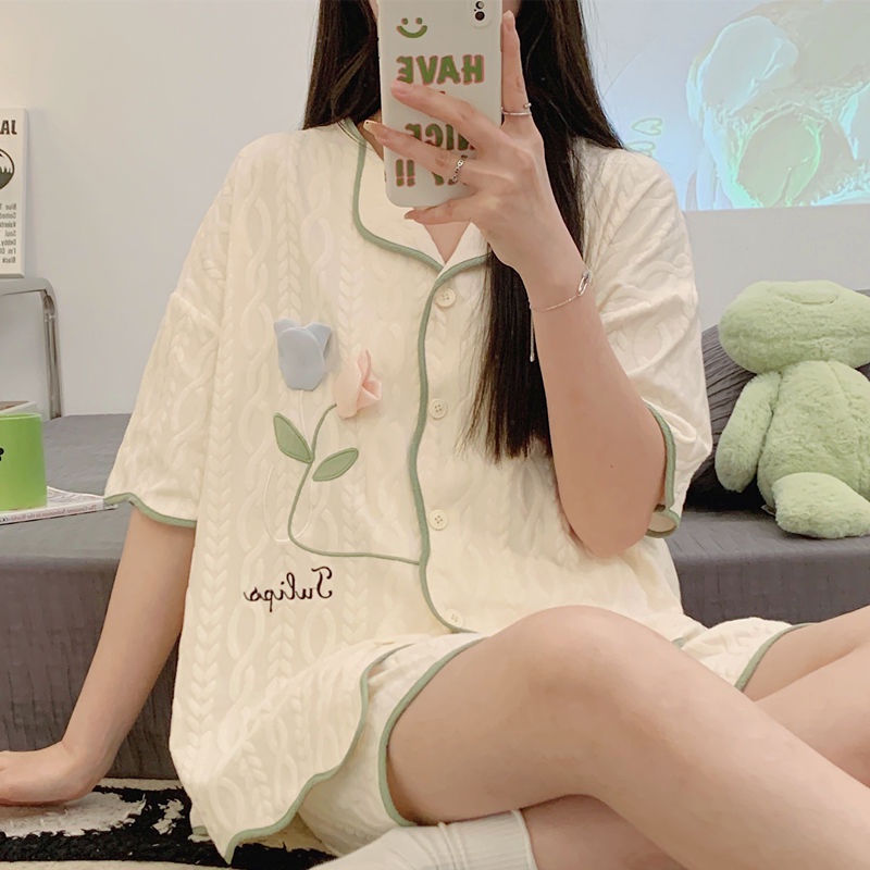 Bộ Đồ Ngủ Ngắn Tay Phong Cách Công Chúa Ngọt Ngào Phong Cách Mới Cho Nữ