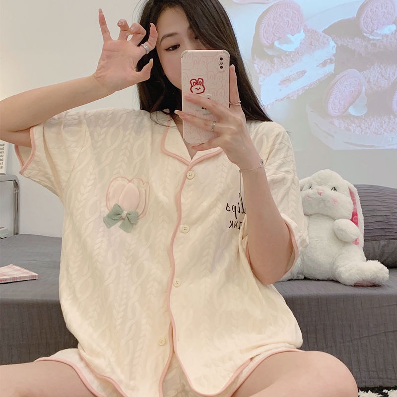 Bộ Đồ Ngủ Ngắn Tay Phong Cách Công Chúa Ngọt Ngào Phong Cách Mới Cho Nữ