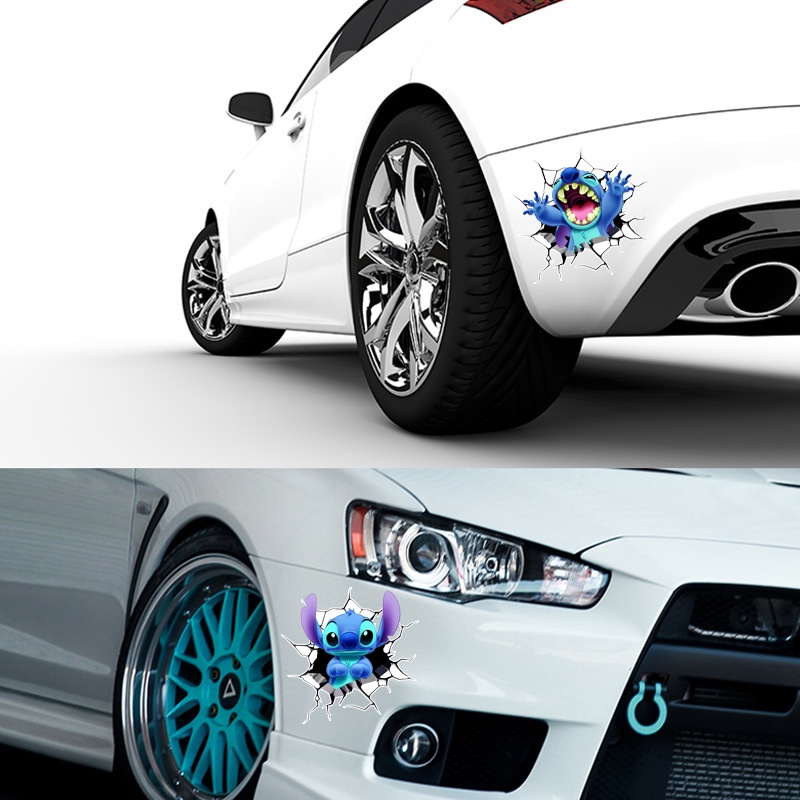 Hl Miếng Dán Trang Trí Xe Hơi Họa Tiết Hoạt Hình Stitch Dễ Thương Chống Thấm Nước